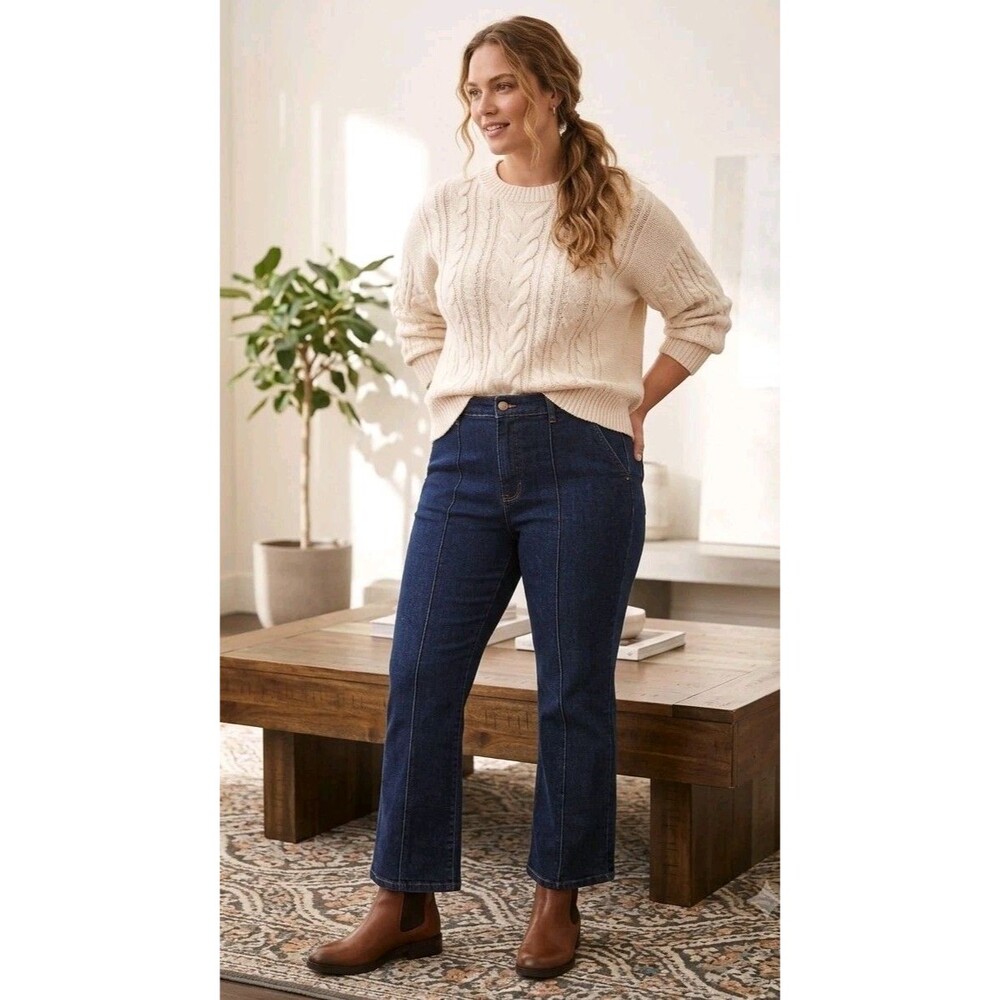 Ann Taylor Boot Ankle Jeans Sz 16P Dark Wash High Rise Curvy Fit Seamed stretchy